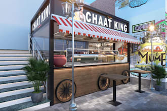 3dcgi outdoor food court,retail branding design,casual dining,marketplace render