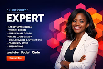 do kajabi landing page teachable podia website design online course funnel