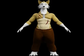 design custom vrchat avatar, furry model, vrc avatar, vtuber character