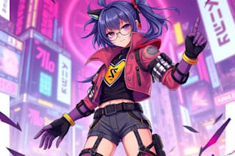 design anime character , cyberpunk character