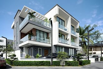 transform3d duplex house,real estate,parking lot,neo classic exterior,d5 render