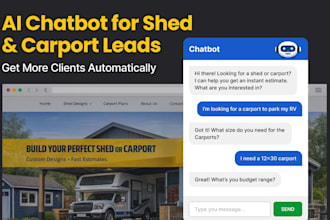 build ai chatbot for shed design and carport design lead generation