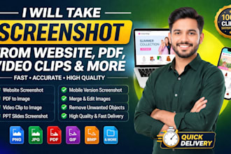 take screenshots from website, PDF, video clips