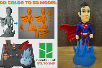 add color to your stl file and convert to 3mf for multicolor 3d printing bambu