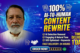 rewrite ai article, proofread content , humanize ai content