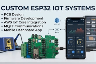 develop esp32 iot system with pcb firmware aws iot mqtt and mobile dashboard