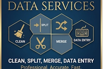 clean, merge, split data, data entry