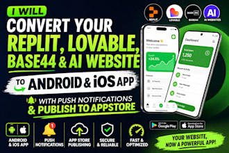 convert replit lovable ai web site to android and ios app with push notification
