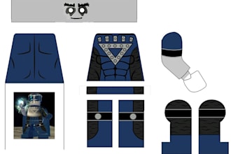 design a professional lego minifigure torso and leg vector artwork for printing