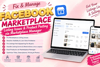 fix facebook marketplace listing issues, post listings on fb marketplace manager