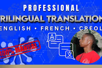 provide manual translation for english french and creole