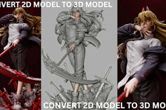 convert 2d image to 3d model stl file, character, 3d printing ready