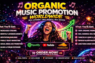 do organic spotify music soundcloud music youtube music promotion worldwide