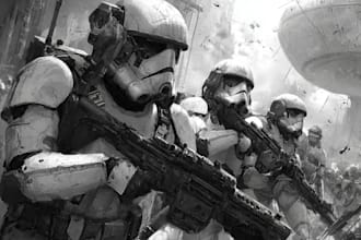 create realistic military, war, or sci fi illustrations