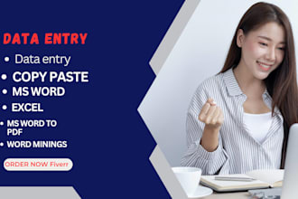 do your data entry, data mining, copy paste, web res,