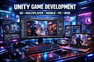 do 2d 3d unity game, casual multiplayer game, mobile game, unity game developer