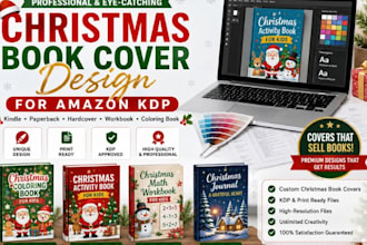 design christmas activity book, coloring book cover for amazon kdp