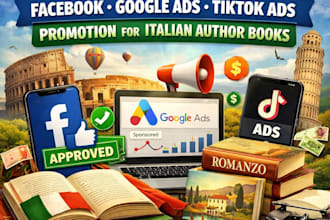 run approved facebook google ads tiktok ads promotion for italian author books