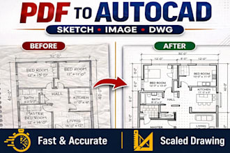 convert pdf sketch image to autocad dwg floor plan blueprint