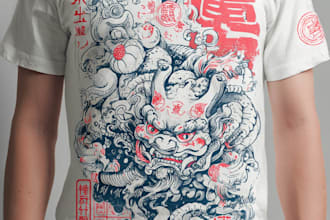create a japanese t shirt illustration