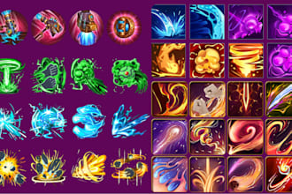 design hand painted game icons, ability icons, ui icon packs for your 2d game