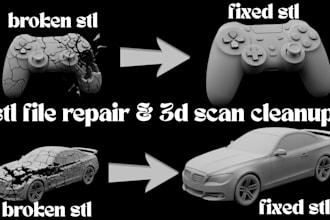 do stl file repair, 3d scan cleanup fix edit custom modification for 3d printing