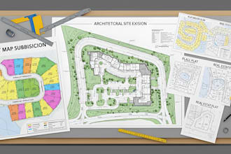 render architectural site plan, plat map subdivision and real estate plat maps