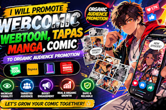 promote webcomic, webtoon, tapas, manga, comic to organic audience promotion