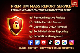 takedown harassing remove copyright mass report to facebook reddit tiktok insta