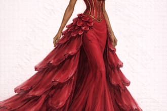 create custom fashion sketches for dresses and tailored suits