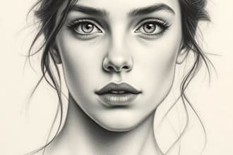 sketch handmade charcoal pencil drawing with shipping