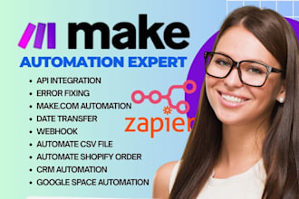 setup make,com automation,fix made com automation, make scenario make com expert