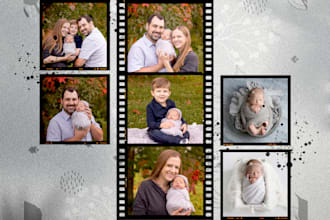 design a custom cinematic family collage with film frames and quotes