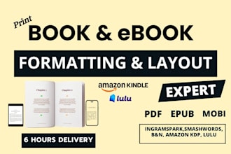 formatting, kindle ebook formatting and paperback formatting for KDP