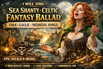 sing sea shanty, irish celtic, gaelic ballad, folk, ethereal, medieval fantasy