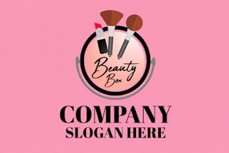 make stylish and professional makeup brushes logo for your brand