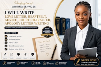 write love letter, heartfelt, advice, court character, apology letter writing