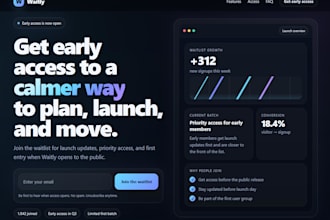provide a premium waitlist landing page HTML template