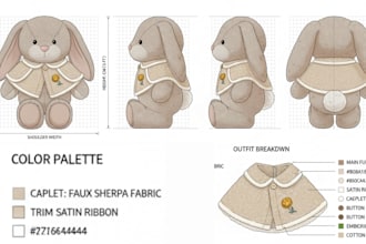 design custom plushie reference sheet stuffed animal character or ych concept