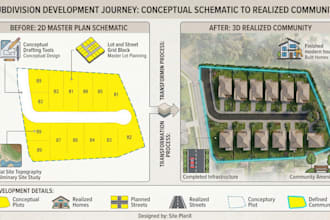 draw subdivision and site plan layout and render landscape