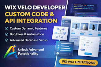 develop custom wix velo code, dynamic pages and API integration for your website