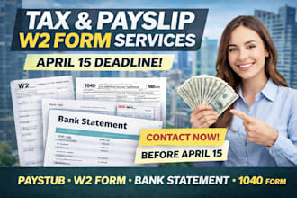 do paystub, stub, slip, pay stub, w2, w3 and bank reconciliation for you