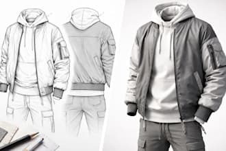design clothing with tech pack and professional sketches