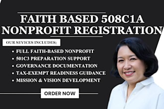 setup nonprofit faith based church, ngo, ministry for 501c3 tax exempt approval
