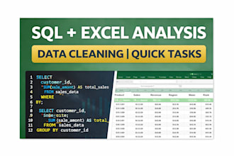 do sql queries, data cleaning and excel data analysis