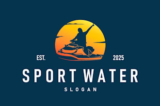 make high quality jet ski mascot logo with tshirt design