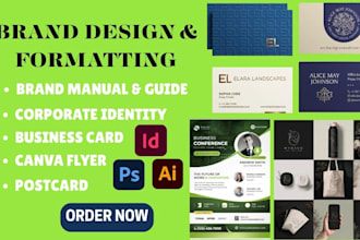 design corporate identity canva flyer postcard brand manual guide business card