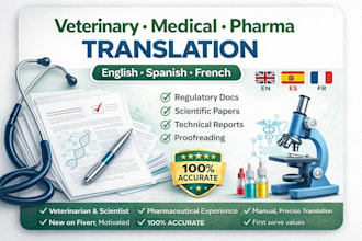 translate veterinary, medical and scientific docs en es fr