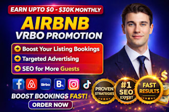 promote and advertise your airbnb listing, vrbo with SEO to boost bookings