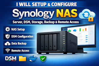 setup and configure synology nas server, dsm, storage, backup, and remote access